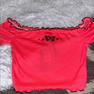 NEVER WORN Hot pink butterfly crop!
